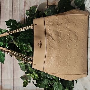 Coach Light Tan Embossed Shoulder Bag